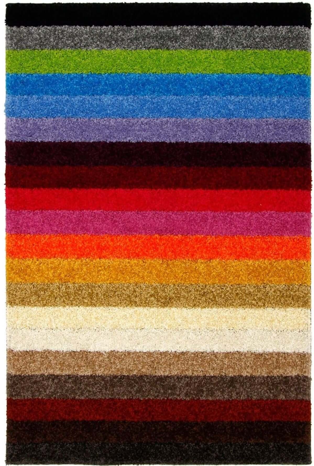 Linea Rainbow Striped Washable Rugs & Runners — room photo 2