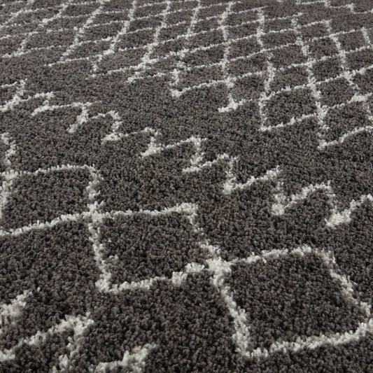 Moroccan Dark Grey Shaggy Rug | 940