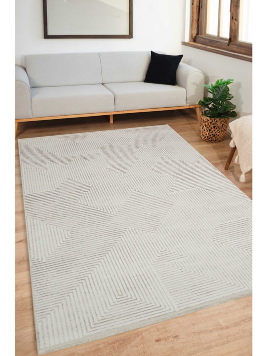 Rugs Depot Beige Modern Alin AL005 Area Rug – 100% Acrylic, Non‑Shed, Easy‑Clean, Durable | Bedroom, Study, Kids Room, Entryway