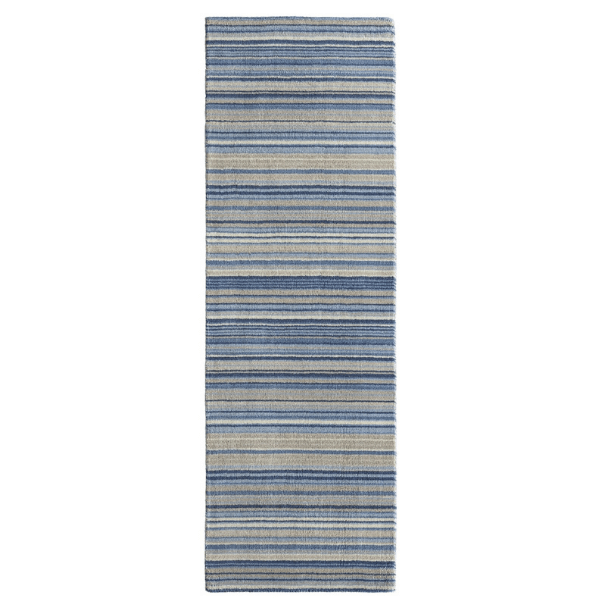 Fine Stripes Blue Wool Rug — room photo 7