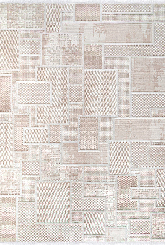 Rugs Depot Cream Modern Boyut BY004 Area Rug – Polypropylene and Polyester, Non‑Shed, Easy‑Clean, Durable | Bedroom, Study, Kids Room, Entryway