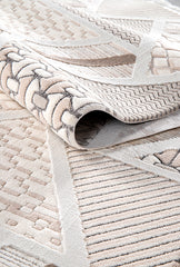 Rugs Depot Cream Modern Boyut BY008 Area Rug – Polypropylene and Polyester, Non‑Shed, Easy‑Clean, Durable | Bedroom, Study, Kids Room, Entryway