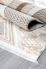 Rugs Depot Cream Modern Boyut BY008 Area Rug – Polypropylene and Polyester, Non‑Shed, Easy‑Clean, Durable | Bedroom, Study, Kids Room, Entryway