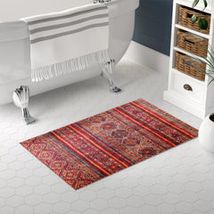 Rugs Depot NL1007 – Machine Washable Tribal Diamond Rug | Multicolor Striped Kilim-Inspired Carpet for Living Room, Bedroom & Dining
