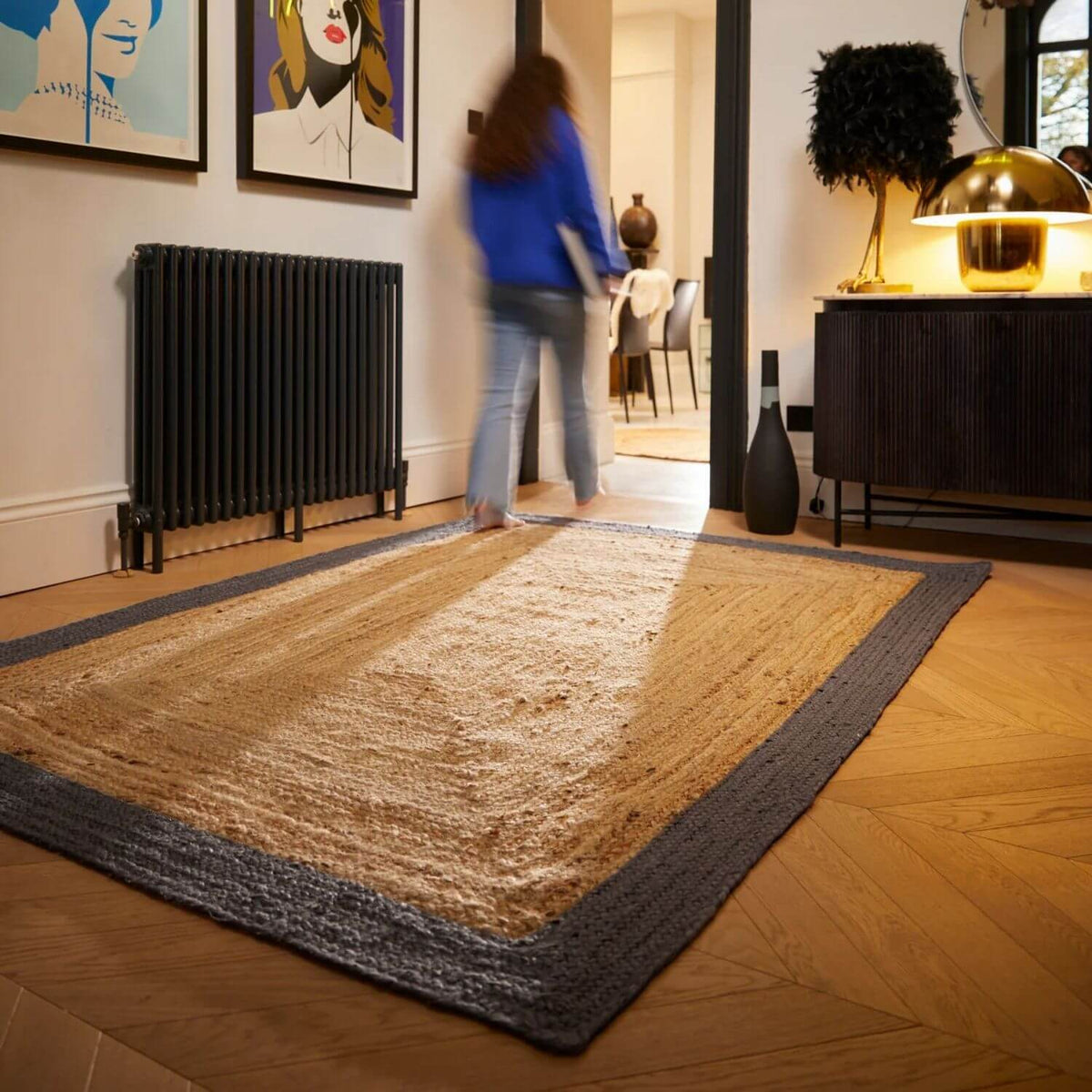 Bordered Grey Jute Rug — room photo 3