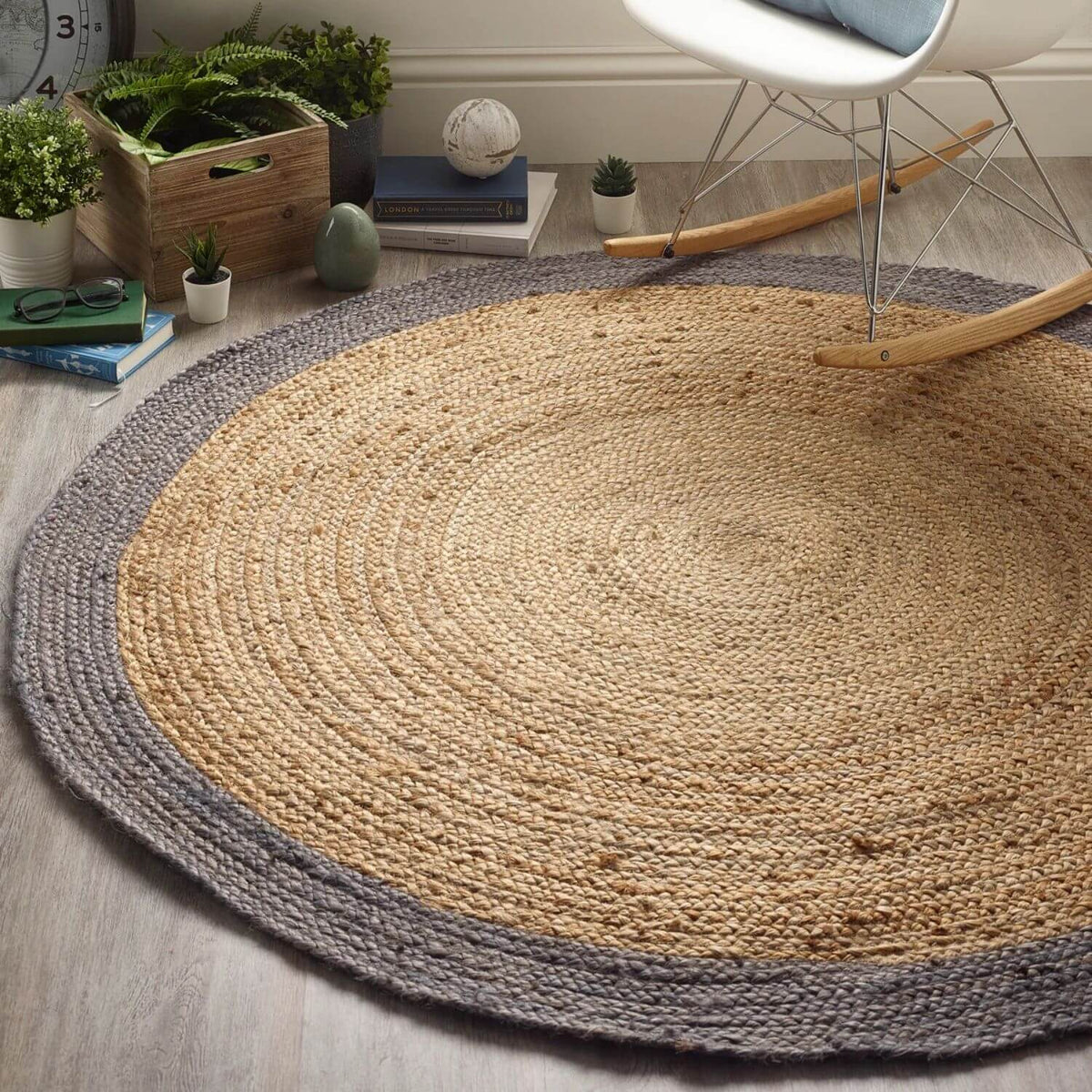 Bordered Grey Jute Rug — room photo 5