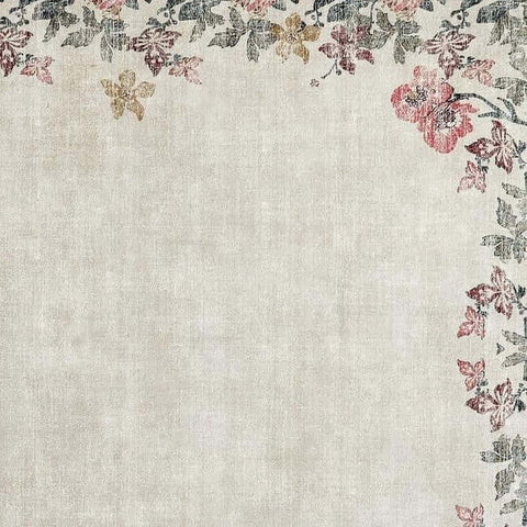 Eco-Washable Cream Rug Flower Design