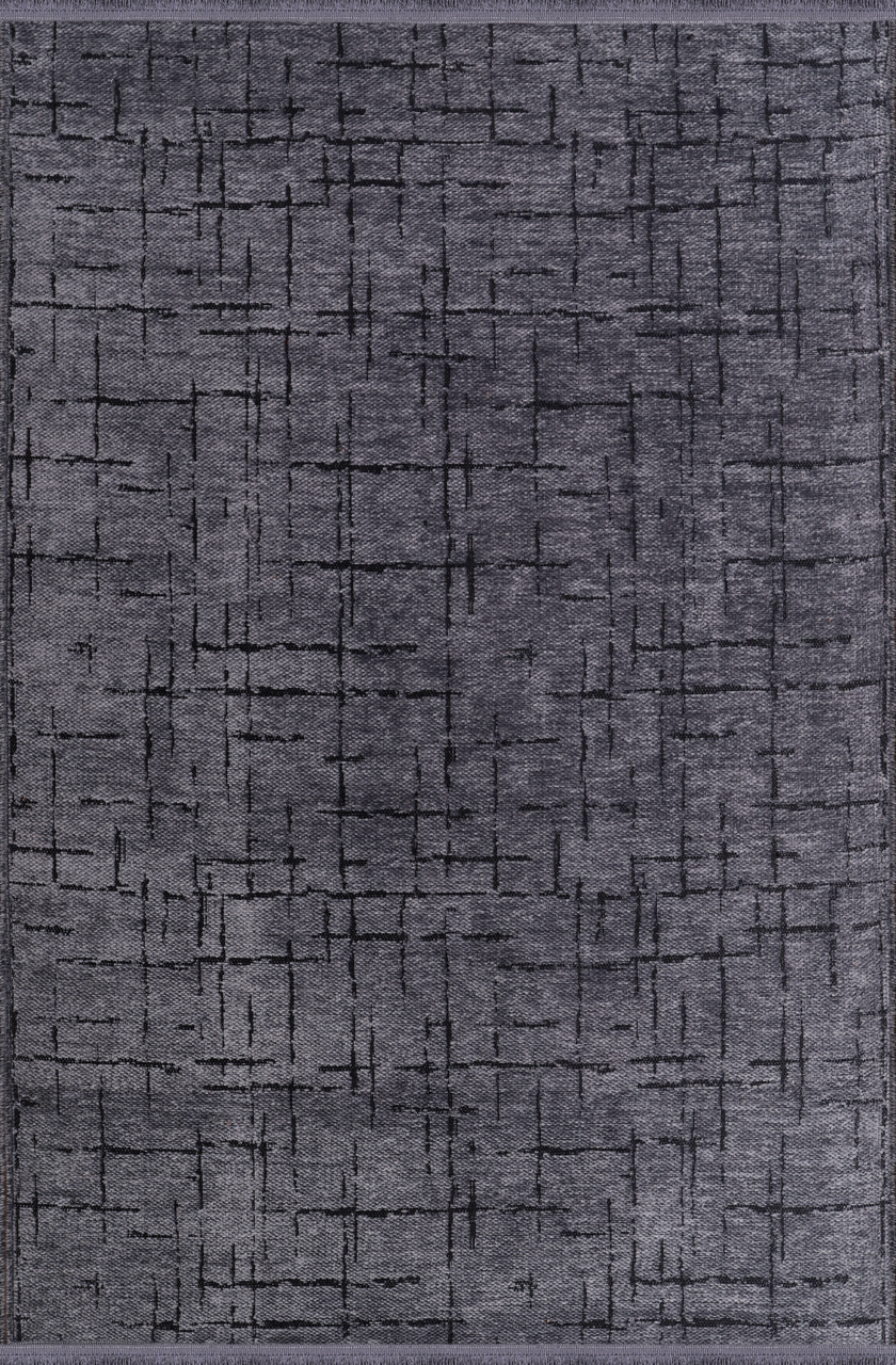 Gray area rug with geometric pattern