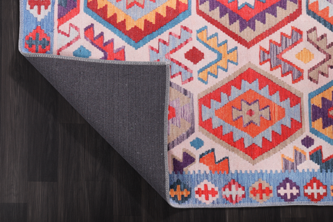 Rugs Depot Traditional Blue Abstract Washable Rug Design 1315