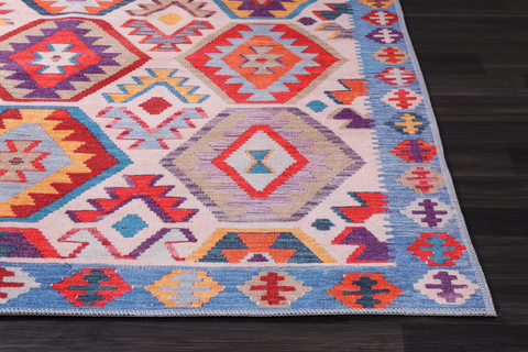 Rugs Depot Traditional Blue Abstract Washable Rug Design 1315