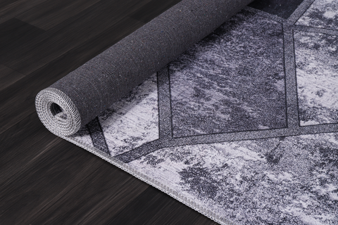 Rugs Depot Geometric Black & White Patchwork Washable Rug Design 4001