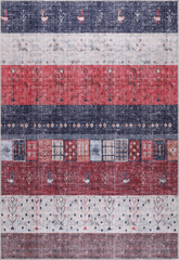 Rugs Depot NH1339 – Machine Washable Gabbeh Rug | Tribal Striped Oriental Carpet with Symbolic Motifs for Living Room, Bedroom & Dining