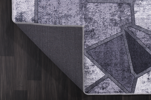 Rugs Depot Geometric Black & White Patchwork Washable Rug Design 4001