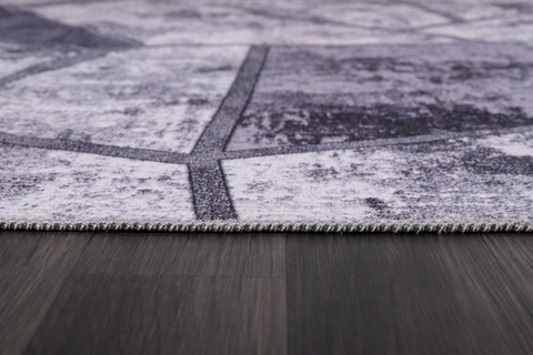 Rugs Depot Geometric Black & White Patchwork Washable Rug Design 4001