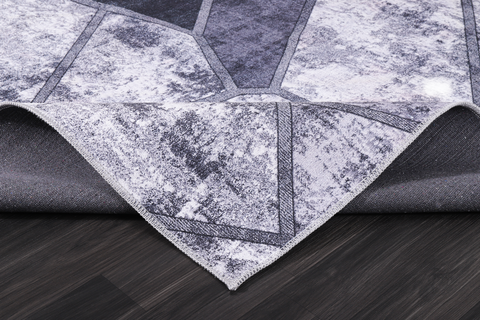 Rugs Depot Geometric Black & White Patchwork Washable Rug Design 4001