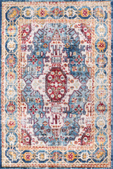 Vintage Area Rug 7664 – Burgundy & Blue Royal Medallion