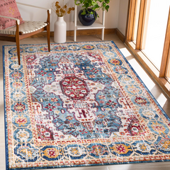 Vintage Area Rug 7664 – Burgundy & Blue Royal Medallion