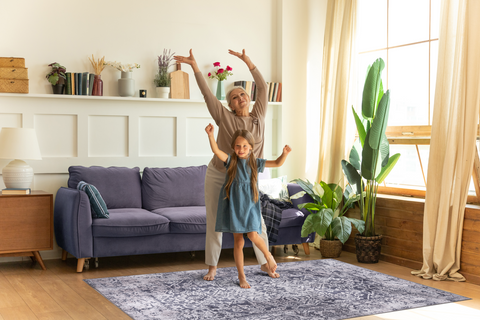 Rugs Depot Traditional Blue Abstract Washable Rug Design 1338