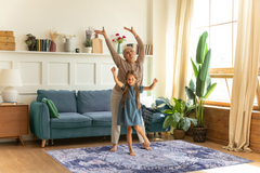 Rugs Depot Traditional Blue Abstract Medallion Washable Rug Design 1487