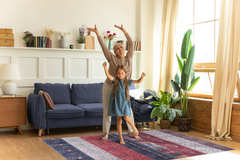 Rugs Depot NH1339 – Machine Washable Gabbeh Rug | Tribal Striped Oriental Carpet with Symbolic Motifs for Living Room, Bedroom & Dining