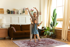 Rugs Depot Traditional Blue Abstract Washable Rug Design R4