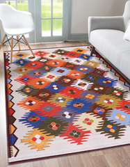 Rugs Depot NH303 – Machine Washable Multicolor Kilim Rug | Traditional Anatolian Geometric Carpet for Living Room, Bedroom & Dining