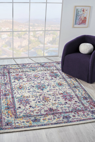 Vintage Area Rug 7658 – Purple Distressed Floral