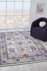 Vintage Area Rug 7658 – Purple Distressed Floral
