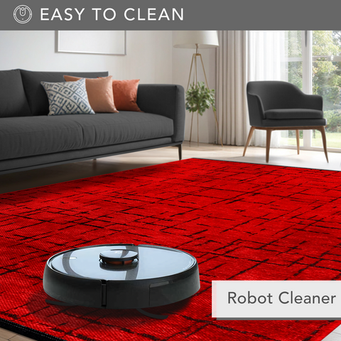 Machine Washable Rug NT201 – RED Soft Chenille