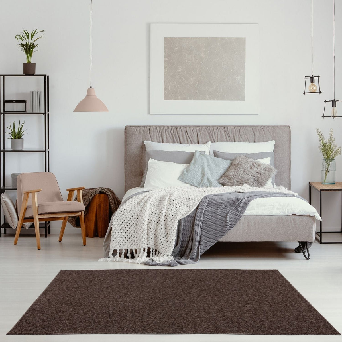 Flex Brown Low Pile Solid Rug — room photo 17