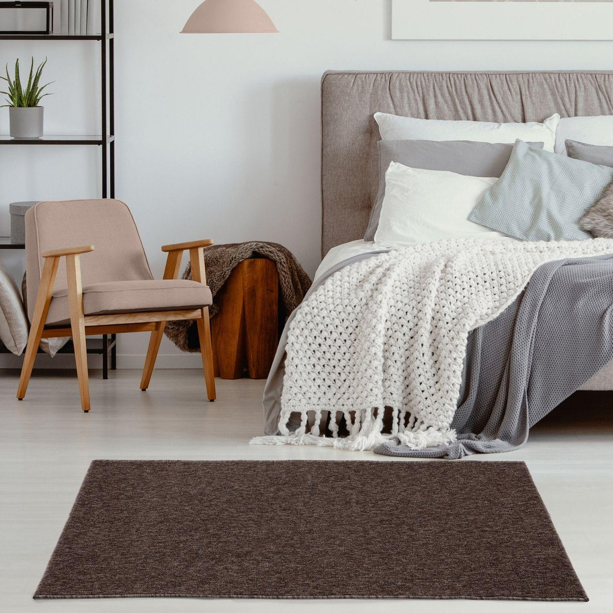 Flex Brown Low Pile Solid Rug — room photo 13