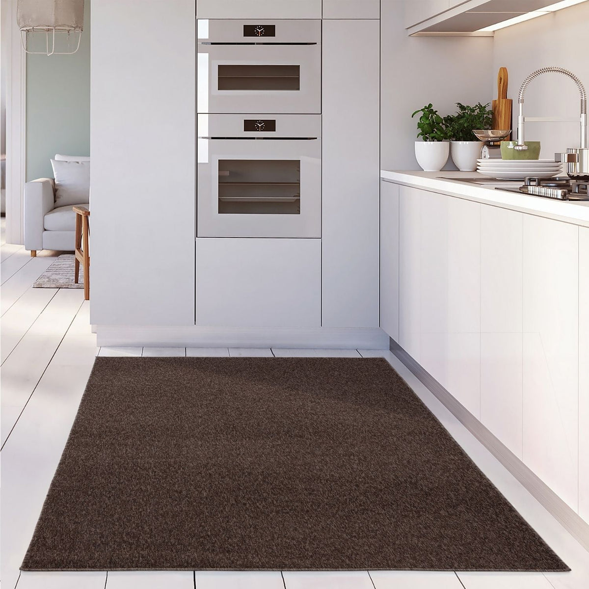 Flex Brown Low Pile Solid Rug — room photo 12