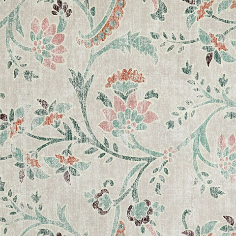 Eco-Washable Green Rug Floral Design