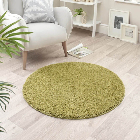 Washable Olive Green Shaggy Rug