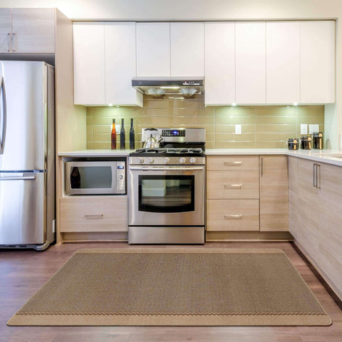 Washable Bordered Beige Rug  | 116B