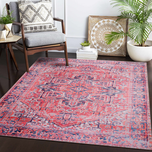 Rugs Depot Traditional Blue Abstract Washable Rug Design NL1001