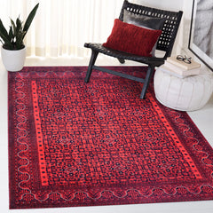 Rugs Depot NH1317 – Machine Washable Bokhara Red Rug | Classic Geometric Oriental Carpet for Living Room & Bedroom