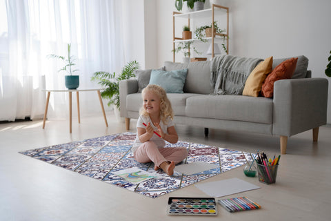 Rugs Depot Modern Beige Floral Washable Rug Design 4002