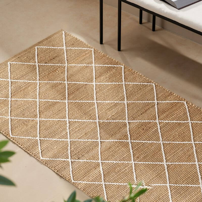Jute Rug Kunu Natural Handwoven Diamond Design — room photo 11