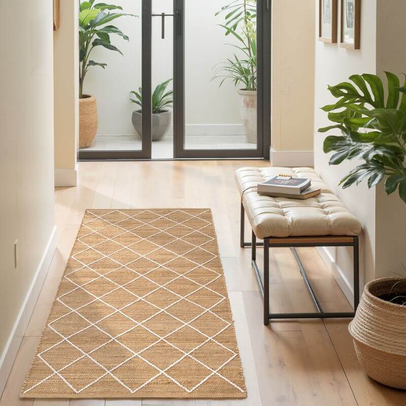Jute Rug Kunu Natural Handwoven Diamond Design — room photo 12