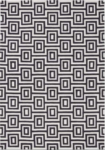 Wool Labyrinth Rug White and Black