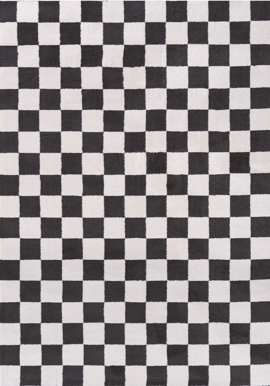 Loft Checkerboard Dark Grey Rug