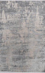 Textured area rug with abstract pattern in gray and beige tones