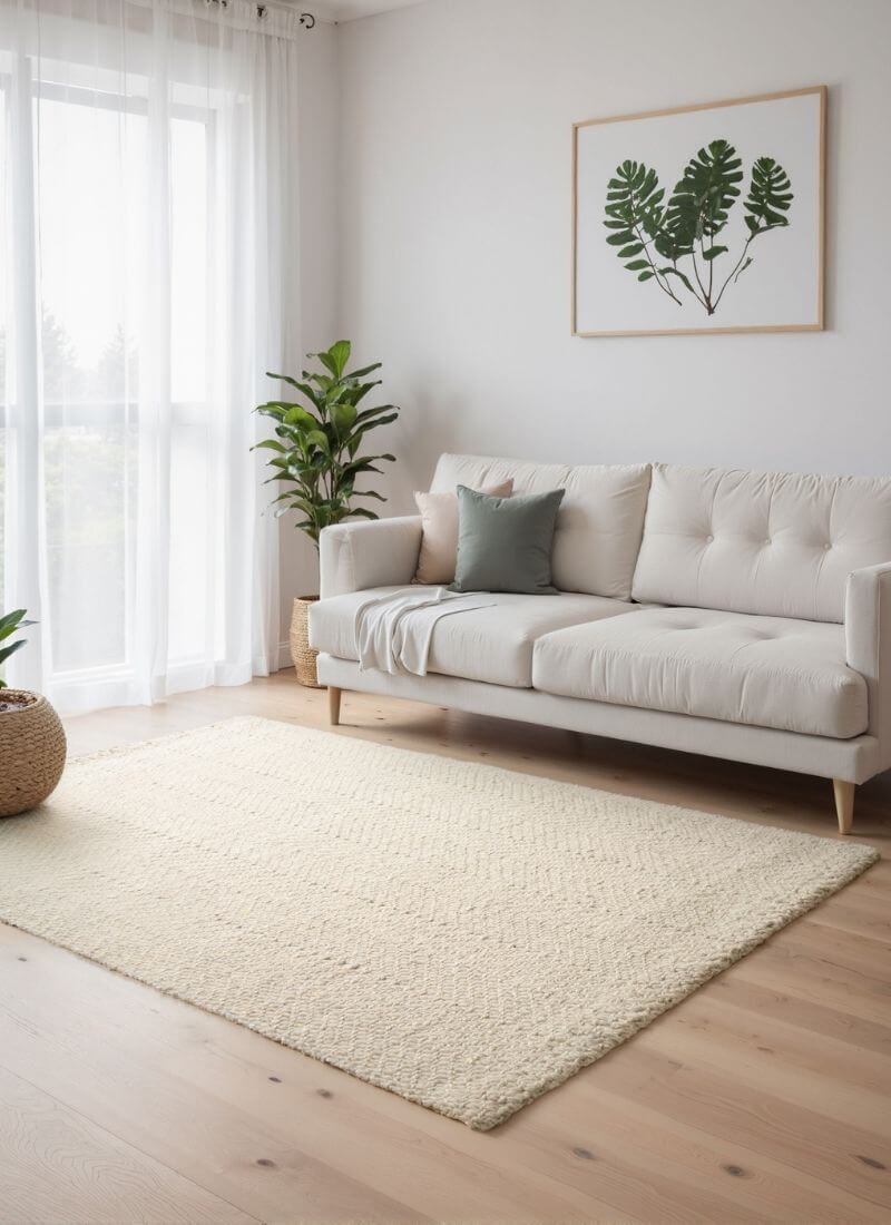 Majoli Natural White Herringbone Wool & Jute Rug — room photo 8
