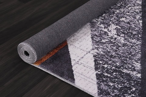 Rugs Depot Bohemian Grey Striped Washable Rug Design NL1005