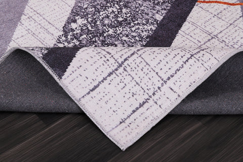 Rugs Depot Bohemian Grey Striped Washable Rug Design NL1005