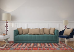 Rugs Depot NH1316 – Machine Washable Caucasian Tribal Rug | Multicolor Striped Oriental Carpet for Living Room & Bedroom