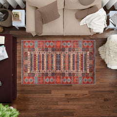 Rugs Depot NH1316 – Machine Washable Caucasian Tribal Rug | Multicolor Striped Oriental Carpet for Living Room & Bedroom