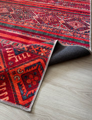 Rugs Depot 1322K – Machine Washable Red Tribal Kilim Rug | Multicolor Geometric Striped Carpet for Living Room, Bedroom & Dining