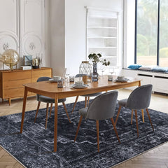 Rugs Depot RW1007 – Machine Washable Distressed Black Rug | Modern Vintage Medallion Carpet for Living Room, Bedroom & Office